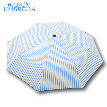 Wedding Favors OEM Giveaways 21 Inch Ladies Personalized Blue Strips UV Protect Outdoor 3 Folding Safety The Umbrella Windproof